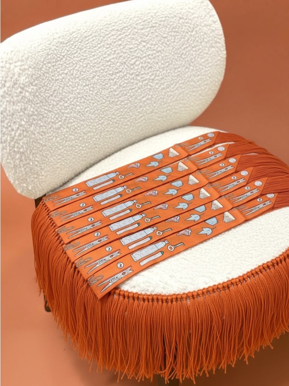 Trendy Fringe Handbag Wrap in Vibrant Orange - Picture 5 of 9